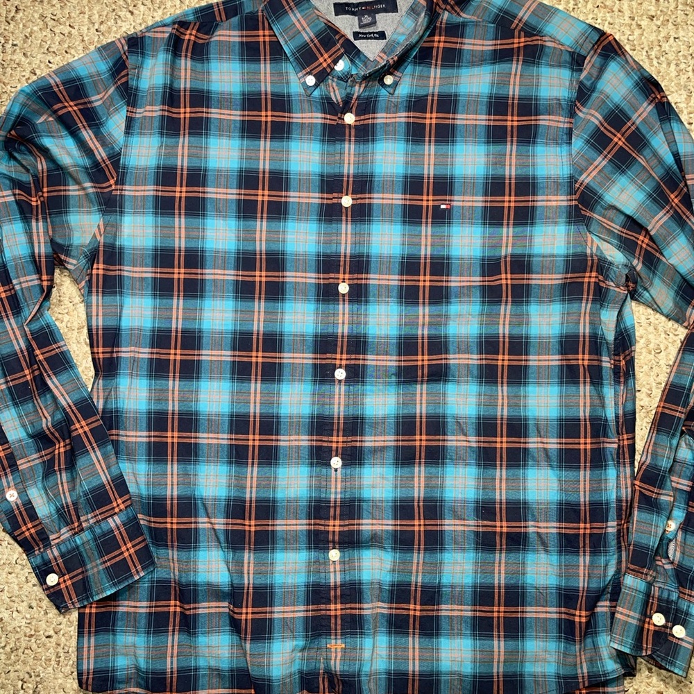 Tommy Hilfiger Mens XL Plaid Button Down Shirt Long Sleeve NY Fit Multicolored